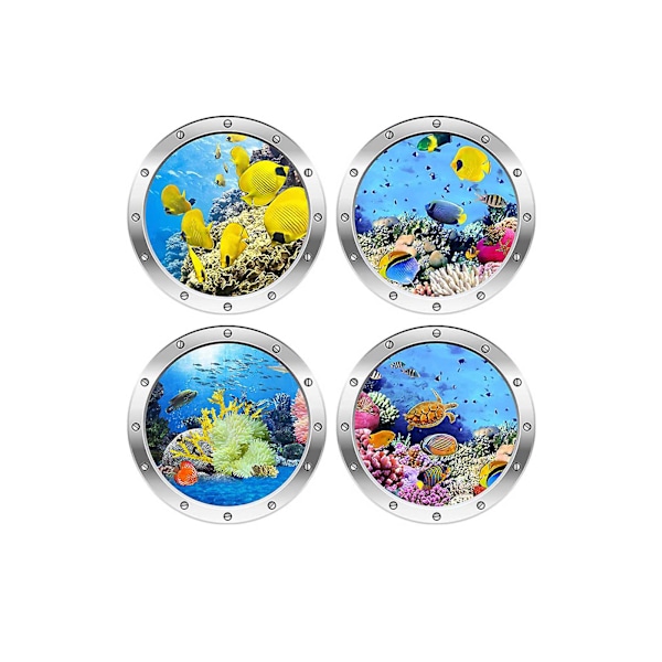 4cps 3d koøje undervands vægklistermærker Badeværelse Sea Life Animal Decal Vinyl plakat, 100% ny E