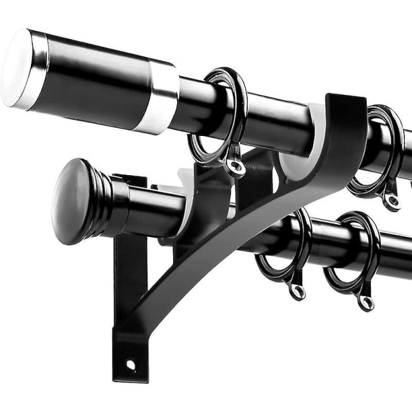 6 stk kraftig metal gardinstang, gardinstangsbeslag, dobbelt gardinstangsbeslag, aluminium gardinstangsbeslag, sort gardinstangsbeslag