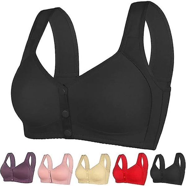 Daisy-rintaliivit edessä, naisten Daisy-rintaliivit, edessä nappikiinnitysrintaliivit Ei Underwire Push Up -korkeatukea urheilulliset push-up-rintaliivit Black L