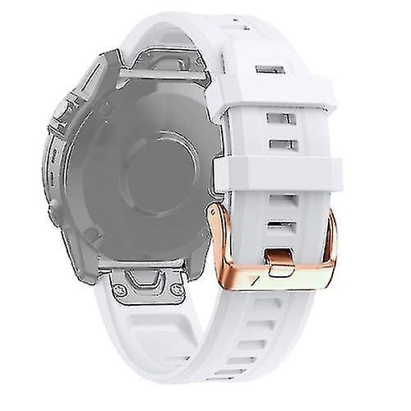 För Garmin Fenix ​​6s Pro 20mm Rose Gold Spänne Silikon Watch Band White