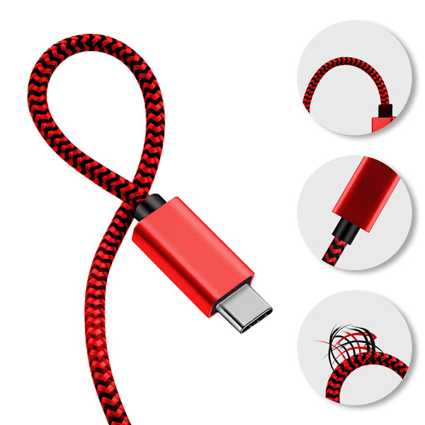 1,8 m USB Typ-c power adapter 15v 3a Pd snabbladdningskabel för Microsoft- Surface Pro 3 4 5 6 7 Red