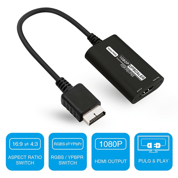 Rgb-ypbpr Upscaler 16:9/4:3 Aspect Ratio Switching Hdtv Adapter För Ps1 Ps2