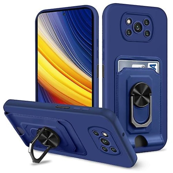 Xiaomi Poco X3 Pro / X3 Nfc Ring Kickstand Card Wallet Tpu phone case Blue