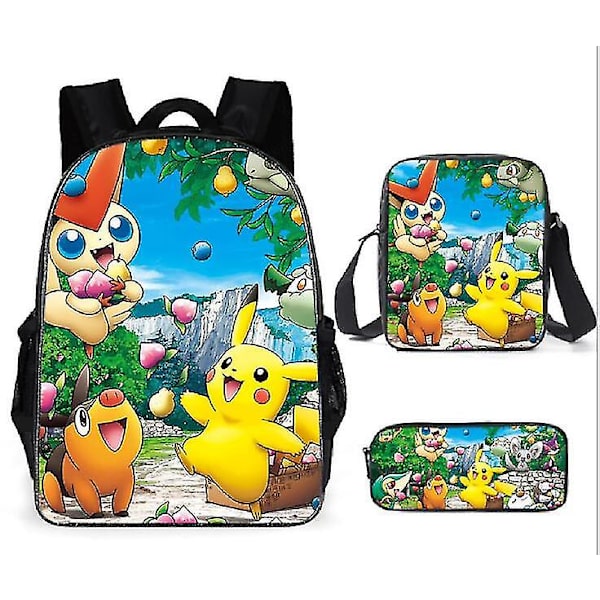 Sencu Pocket Pikachu 3-osainen koululaukku ja set - ihanteellinen energisille lapsille