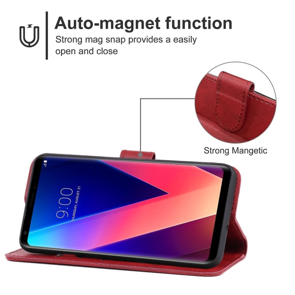 Nahkainen phone case LG V30+:lle Red