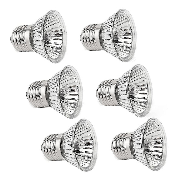 6 pakke skildpadde varmepærer 50w X 6 Uva Uvb lamper Glasbeholder varmelampe til krybdyr, skildpadde As Shown