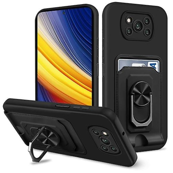 För Xiaomi Poco X3 Pro / X3 Nfc Ring Kickstand Card Wallet Tpu phone case Black