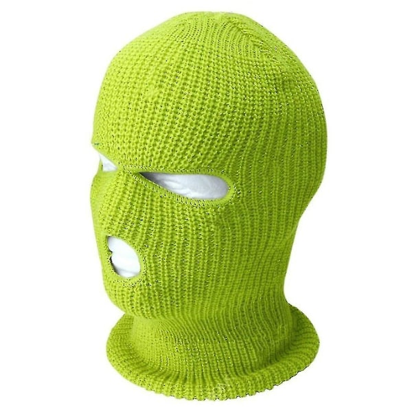 Uusi 3-reikäinen kokokasvohiihtomaski cap Balaclava hupullinen pipo lämmin taktinen hattu Three hole green