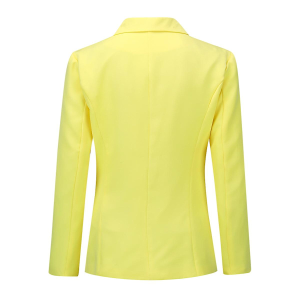 Yynuda 2-delt Slim Fit ensfarvet forretningsdragt til kvinder (blazer+bukser) Yellow M