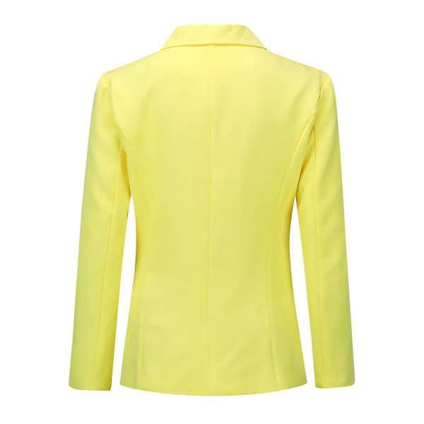 Yynuda 2-delt Slim Fit ensfarvet forretningsdragt til kvinder (blazer+bukser) Yellow XS