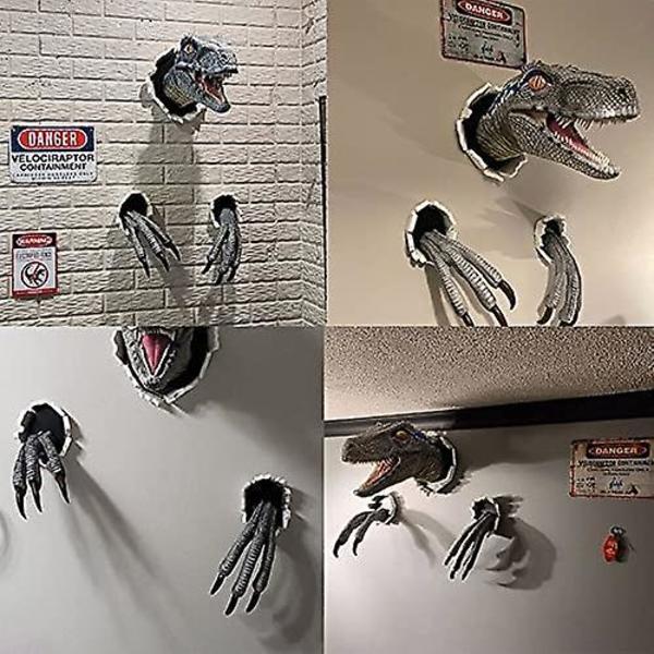 Velociraptor-patsasseinä, seinäteline dinosauruspääveistos, dinosauruksen rintakuvan riippuvan rekvisiitin kopio