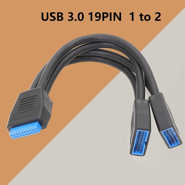 Usb 3.0 Header forlængerkabel, 19/20 ben 1 til 2 Y splitter forlængeradapter