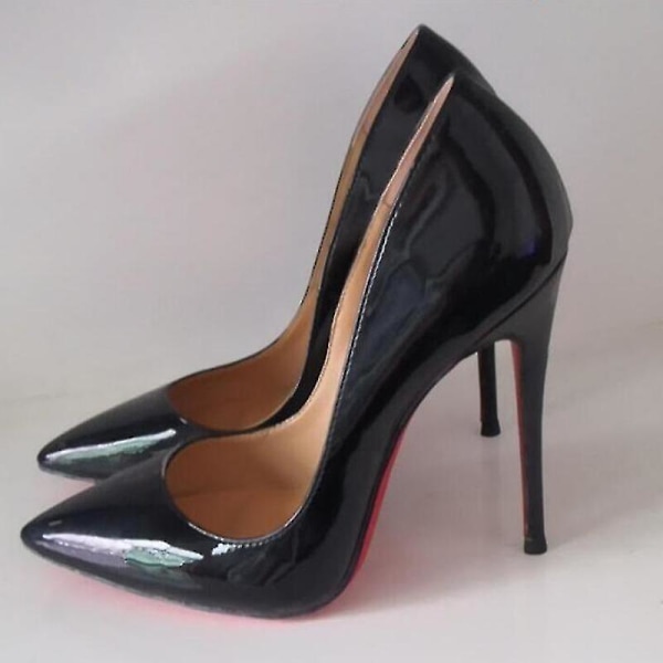 Sexet bundtå sort højhælet pumps - rød sål - damesko - 8 cm 10 cm 6 cm hæl - lavvandet sexet bryllupssko nude 6cm 40
