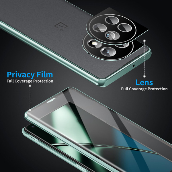 Magsafe case i metall kompatibelt med OnePlus 12, dubbelsidigt, allomfattande, stötsäkert cover av glas med kameralinsskydd Silver For OnePlus 12