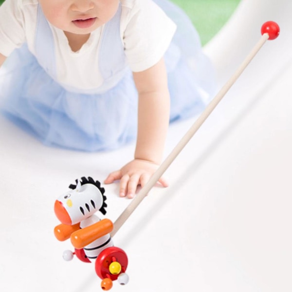 Træ Push Along Walking Legetøj, Småbørn Push Toy, Træ Børn Walking, Walking Småbørns Legetøj til indendørs kravle zebra Multi