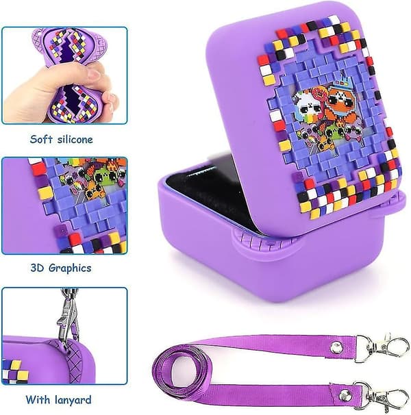 Case för Bitzees Interactive Digital Pet Toy Protective Hud Sleeve with Lanyard for Bitzee Virtual Electronic Pets Accessories Purple