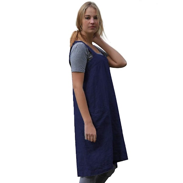 Kvinnors Cross-back Pinafore Förkläde Med Stora Fickor För Hem Kök, Kaféer