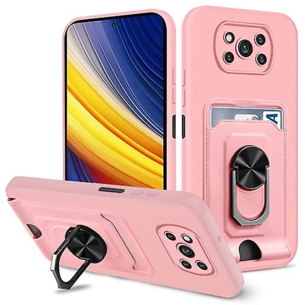 Til Xiaomi Poco X3 Pro / X3 Nfc Ring Kickstand Card Wallet Tpu telefonetui Pink