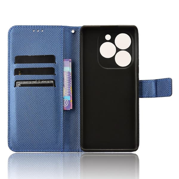 För Itel S23+ S681l Case Plånbok Pu Läderställ Diamond Texture Cover Blue