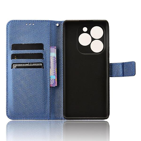 Til Itel S23+ S681l Taske Pung Pu Læder Stand Diamond Texture Telefon Cover Blue