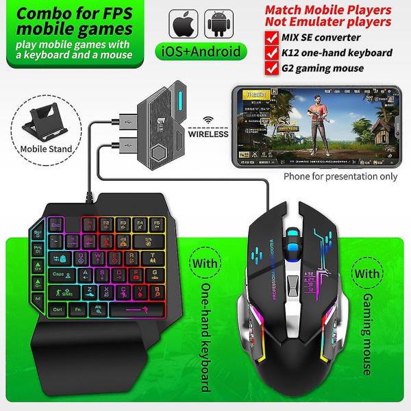 Mobil Gamepad Controller Gaming Tangentbord Mus Converter för Ios/andorid~ Picture color MIX Elite Set