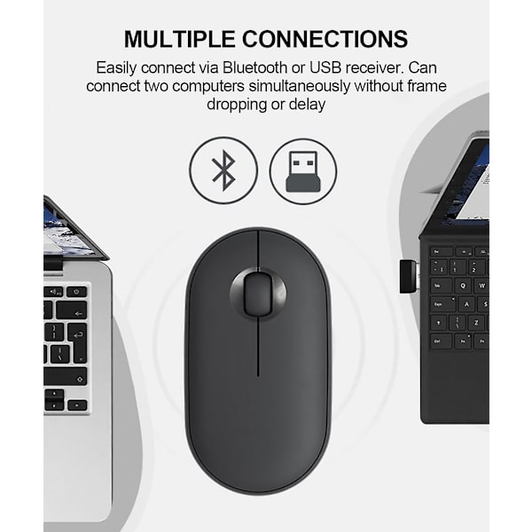 Komfortabel håndfølende Pebble Mute Mouse M350 Bluetooth Dual Mode Trådløs mus Modelys Dejlig multi-link kontormus A504