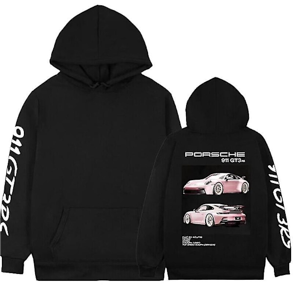 Porsche 911 Hoodie, Car Sweatshirt Hoodie, Bilentusiaster, Unisex Oversize Streetwear Black M