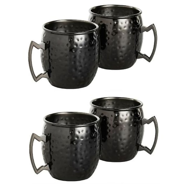 Musta Moskovan Mule Set 4 Cocktail Barrel Style Tankard Cup Keittiö Astiat