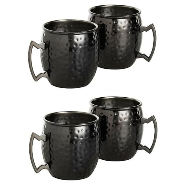 Svart Moscow Mule Mugg Set med 4 Cocktail Barrel Style Tankard Cup Kök Barware