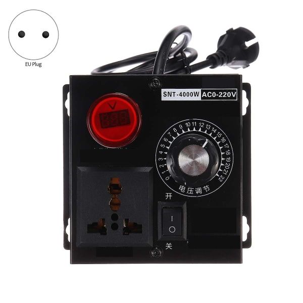 Spänningsregulator AC 220V 4000W Variabel spänningsregulator Portabel Hastighet Temperatur Spänning Justerbar Dimmer EU-kontakt black