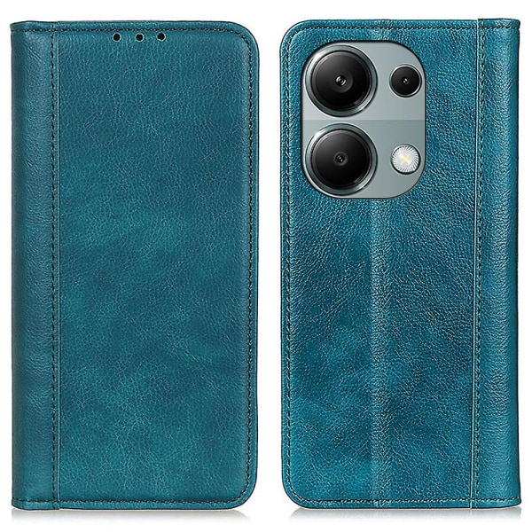 För Xiaomi Redmi Note 13 4G Cover Split Läder Litchi Texture Phone case Green