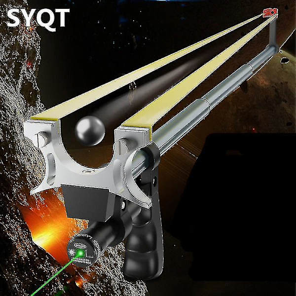 Uusi 2024 tarkkuusteleskooppinen, suuritehoinen power teräksestä valmistettu suora sauva katapultti laser litteä kuminauha ulkona metsästys ja ammunta red laser set2