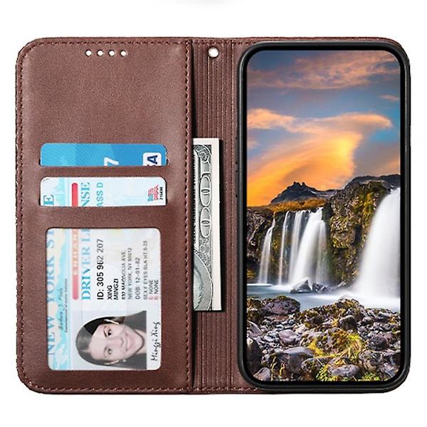 För Oppo A79 5g / A2 5g Case Calf Texture Pu Läder+tpu Stativ Cover Brown