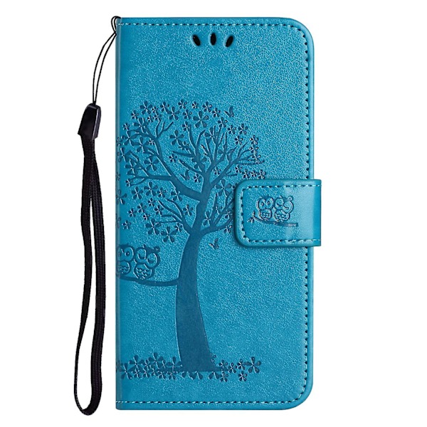 For Honor X6a 4g Owl Tree Imprinted Pu Læder Stand Wallet Case Fuld beskyttelse Telefon Cover Blue
