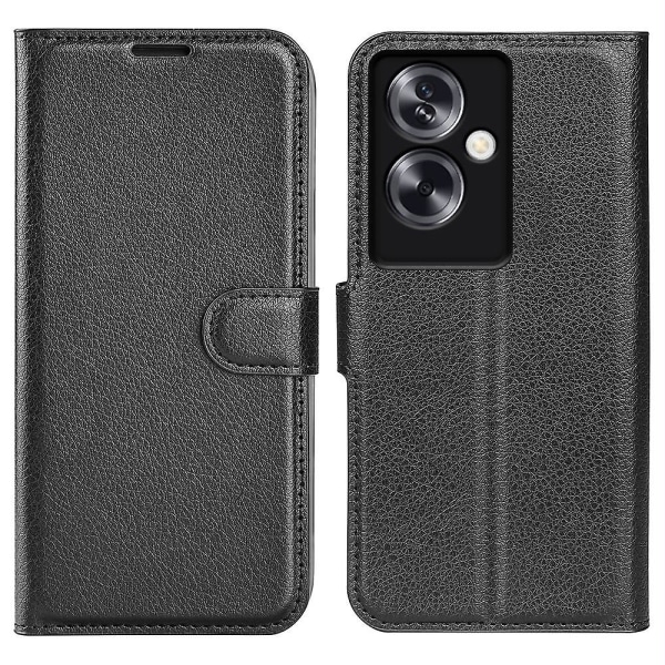 För Oppo A79 5G Case Magnetic Litchi Texture Cover med plånbok och stativ Black Style A Oppo A79 5G