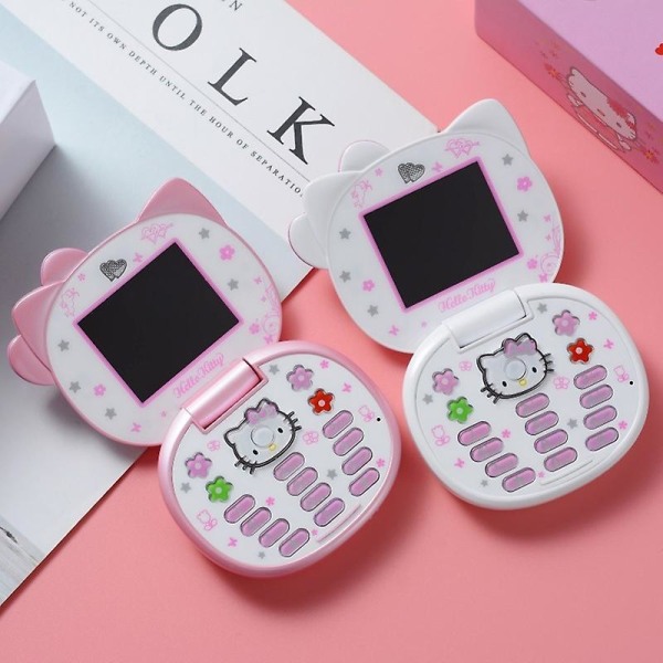 K688 mobiltelefon multifunktionellt dubbla kort dubbla standby bedårande tecknade Hello-Kitty barn knappsatstelefon för flickor Pink