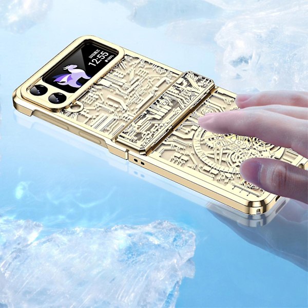 Galaxy Z Flip 5 Case, Samsung Z Flip 5 Case Gångjärnsskydd Stötsäkert Case För Galaxy Flip 5 5g gold