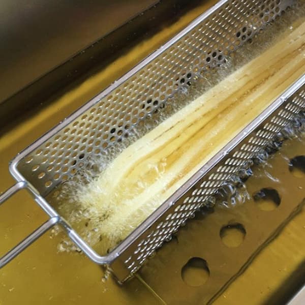 Friterad korg i rostfritt stål Långfriterad potatischipsbehållare Bäst för pommes frites potatispress Silver