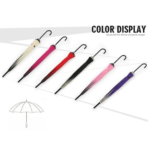 Vintage Pagoda Paraply Bröllopsfest Sun Regn UV-skyddande paraply Pink
