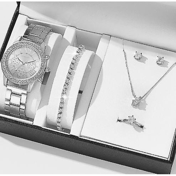 Set för kvinnor, vackert elegant watch halsband Lyxigt för alla hjärtans dag present födelsedag semester silver-2