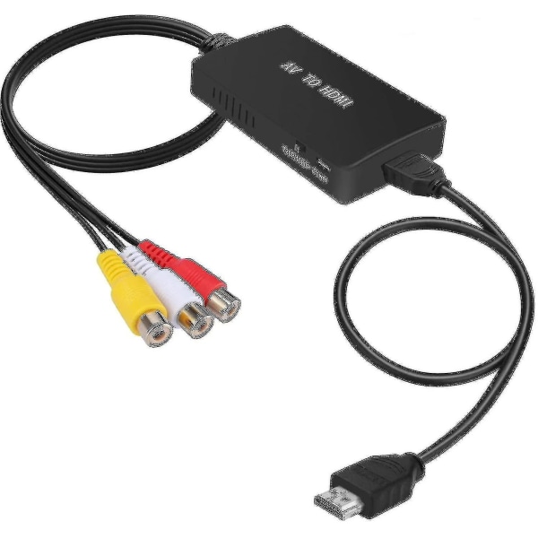 Rca til HDMI-konverter, komposit til HDMI-adapter understøtter 1080p Pal/ntsc-yky