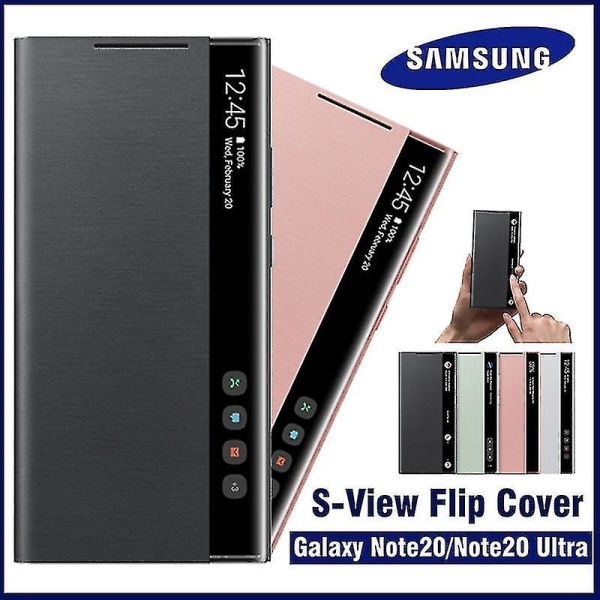 Applicera på Samsung Mirror Smart View Vändfritt cover Kompatibel Galaxy Note 20 / Note20 Ultra 5g Phone Led Cover S-view Cover Ef-zn985 Mobile Rose gold compatible Note 20