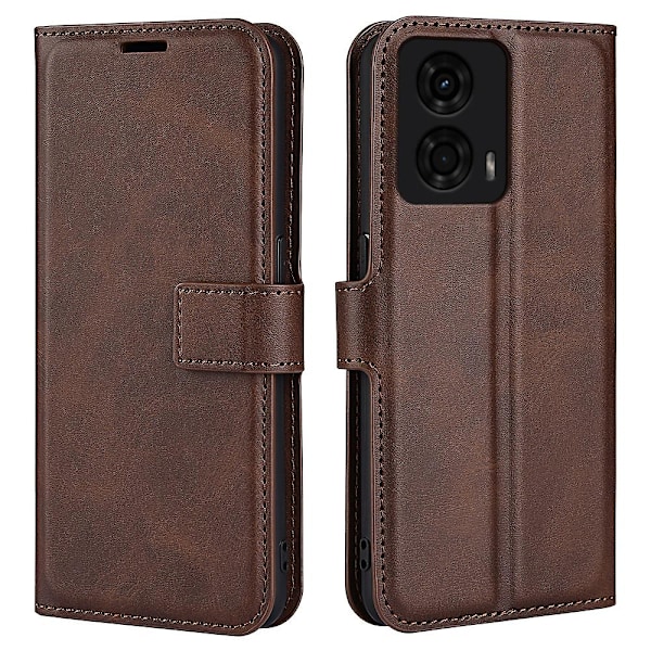 Til Motorola Moto G24 4G magnetisk telefontaske PU Læder Pung Style Cover Brown