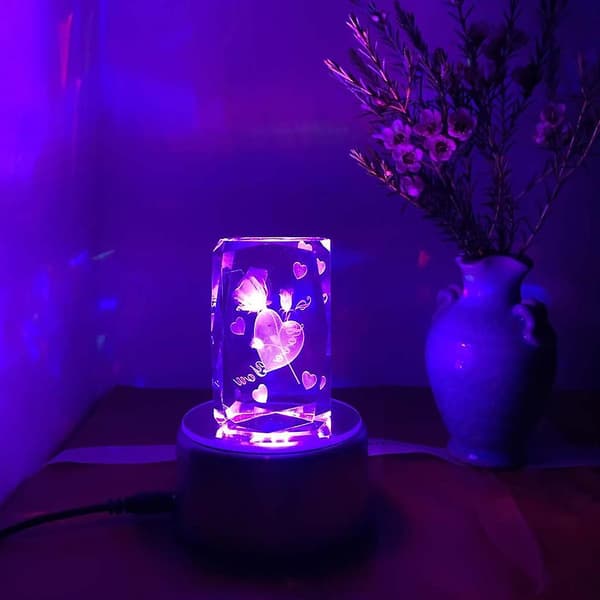 2x7led rund unik roterende 3d farverig lysbase elektrisk displaystativ