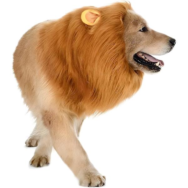 Løvemanke til hund, Realistisk og sjov Løvemanke til hunde, Hundeløvemankekostume, Realistisk manke med ører til små mellemstore hunde, Pet Halloween Co Orange L