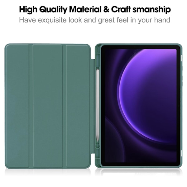 Smart læder tablettaske til Samsung Galaxy Tab S9 Fe Dark Green