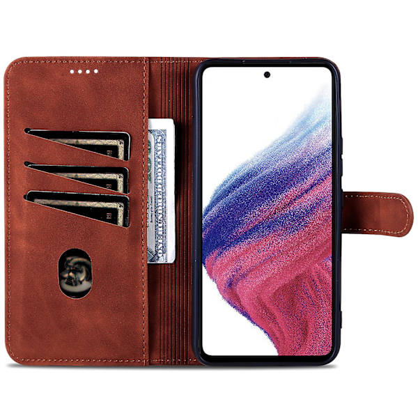 Til Samsung Galaxy A55 5G Læder Taske Pung Telefon Cover Magnetisk lås Brown