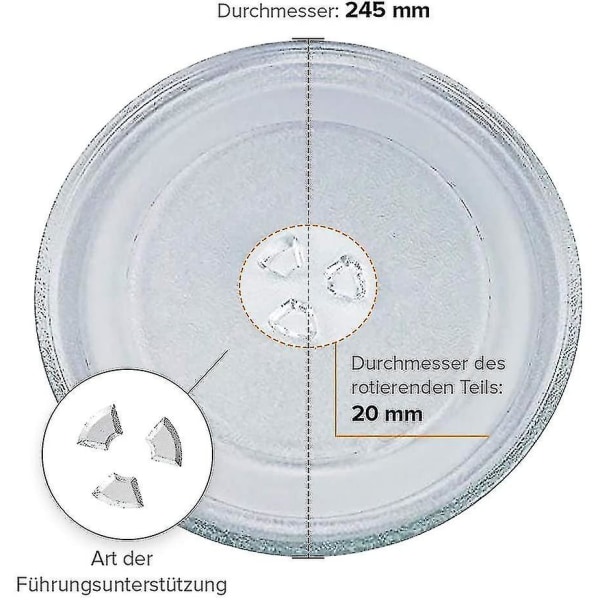 Universal Mikrobølgepladespiller glasplade med 3 armaturer, 24,5 Cm