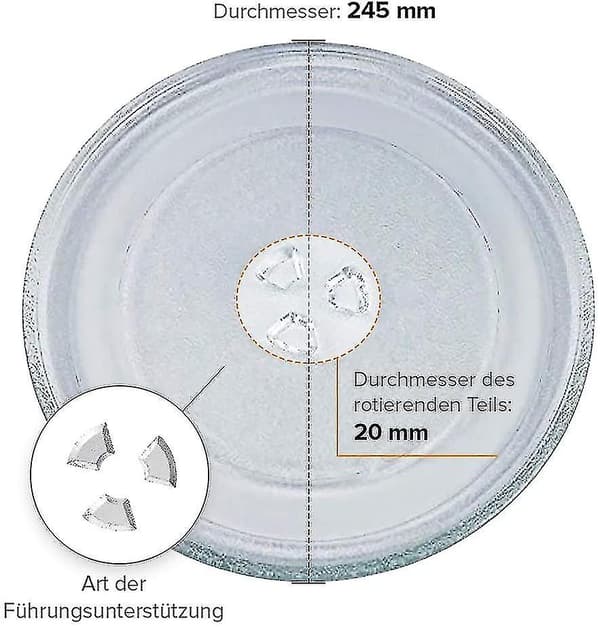 Universal mikrovågsskiva glasplatta med 3 fixturer, 24,5 Cm