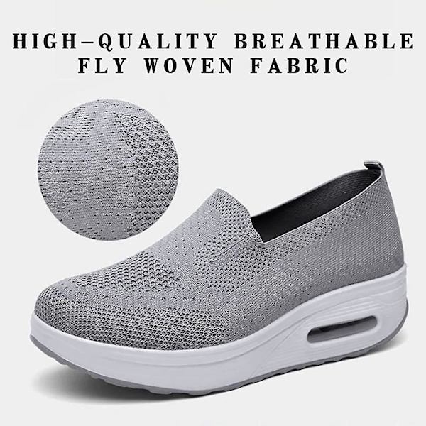 Naisten ortopediset lenkkarit, Mesh Up Stretch Platform -lenkkarit, mukavat casual muotilenkkarit kävelykengät (mustat, 7,5) Grey EUR44